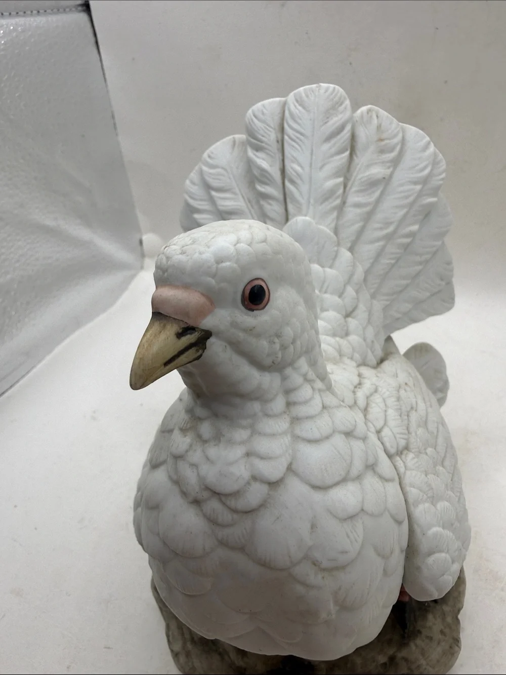 Vtg Andrea Sadek Fan Tail Dove Porcelain Figurine White Bird Statue Collectible